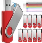 Febniscte usb atmintinė 512 mb, 10 vienetų pakuotė, mažos talpos metalinės 512 mb usb 2.0 atmintinės raudonos spalvos, pasukama atmintinė su rie&scaron;o virvelėmis, reklaminės dovanos