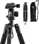 Sirui am-5c anglies pluo&scaron;to kelioninis trikojis, 140 cm kompakti&scaron;kas lengvas anglies pluo&scaron;to trikojis su 360&deg; panoraminiu rutuliniu galvu, skirtas dslr, greito atleidimo plok&scaron;telė, nuimama centrinė kolona, keliamoji galia iki 10 kg