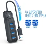 Ewent Ew1138 usb 3.2 gen1 (usb 3.0) 4-portų usb &scaron;akotuvas type a - superspeed, skirtas 5 gbit didelės spartos perdavimui, usb 3.0 &scaron;akotuvas, juodas