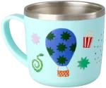 Rice - Stainless Steel Baby Cup with Handle and Fixed Cover - Mint Fun Fair Print - 260 ml