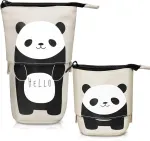 Miillpop pie&scaron;tukinė su užtrauktuku, 2-in-1 pie&scaron;tukinė ir stovas, teleskopinė pie&scaron;tukinė, miela panda pie&scaron;tukinė mokyklai, namams, biuro reikmenims, juoda, gyvūnų tema