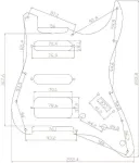 Dopro 11 skylių strat hss gitaros pickguard'as 2 varžtai humbucking pikapo tvirtinimas skirtas american fd stratocaster matte juodas