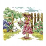 Siuvinėjimo rinkinys su atspausdintu ra&scaron;tu Pre Printed Girl Pattern Embroidery 33&times;26cm 11ct