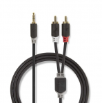 Nedis stereo garso kabelis | 3,5 mm ki&scaron;tukas | 2x RCA ki&scaron;tukas, padengtas auksu | 1,00 m | apvalus | Antracitas | Pakuotė su peržiūros langeliu