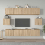 TV staliukas Televizoriaus spintelių komplektas, 6 dalių, ąžuolo, mediena
