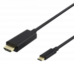 USB-C - HDMI kabelis DELTACO 4K UHD, paauksuotos jungtys, 3m, juodas / USBC-HDMI1030-K / 00140023