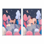 Plakatas Paveikslas DKD Home Decor Medžiai (53 x 4,3 x 73 cm) (2 vnt.)