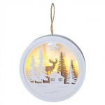 Solight &Scaron;viesus LED pakabinamas dekoras, mi&scaron;kas ir elniai, baltas ir ruda, 2x AAA