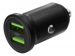 DELTACO USB automobilinis įkroviklis, 2x USB-A 18 W, greitas įkrovimas, viso 36 W juodas USB-CAR128