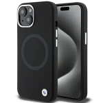 Apple iPhone 15 BMW Signature Liquid silikoninis dėklas MagSafe (BMHMP15SSILBK2) juodos spalvos
