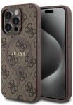 &bdquo;Guess&ldquo; GUHMP15LG4GFRW Apple iPhone 15 Pro 6.1" rudos spalvos kietas dėklas, 4G kolekcija, odinis metalinis logotipas, MagSa