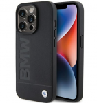BMW Leather Hot Stamp - dėklas skirtas Apple iPhone 15 Pro juodas