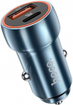Automobilinis įkroviklis Hoco USB A + USB C PD QC3.0 3A 20W Z46A sapphire mėlynas
