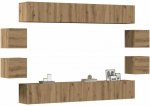TV staliukas 8 dalių sieninis televizoriaus spintelės komplektas Artisan Oak
