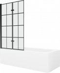 Vonia Mexen Vega su apdaila ir stiklo sienele, 160x70 cm + 100 cm (II), Baltas+Juodas grid
