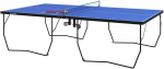 SPORTNOW lauko stalo teniso stalas, sulankstomas stalo teniso stalas su tinkleliu, ratukais, 2 stalo teniso lazdomis, 3 kamuoliukais, plieno, mėlynas, 274x152,5x76cm