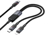 Laidas 2in1 USB-C į USB-C + Lightning Hoco 5A 100W 1,2 m U139 juodas