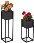 Relaxdays Gėlių stendų komplektas, metalas, 70x21x21 cm, juoda