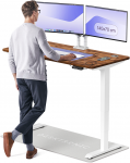 Elektrinis Reguliuojamo: Auk&scaron;čio stalas Desktronic HomePro Rie&scaron;utmedžio masyvas/Baltas, 140x70cm, Dvigubas motoras, USB ir USB-C įkrovimo lizdai