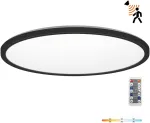 32W LED lubinis &scaron;viestuvas NIVERA CIRCLE, juodas, 3000/4000/6000K, su judesio davikliu, IP54