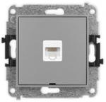 Karlik Elektrotechnik 27IGKBO-1 ICON Vieno kompiuterio lizdo mechanizmas 1xRJ45, kat. 5e, 8 kontaktų, be apra&scaron;ymo lauko matinis pilkas 27IGKBO-1
