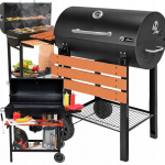 Sodo medžio anglies grilis su dangčiu