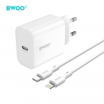 BWOO kroviklis jungiama į tinklą CDA233 PD 20W 1x USB-C balta + kabelis USB-C - lightning