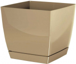 Dekoratyvinis gėlių vazonas su padėklu Coubi Square P 24x24x22cm plastik./&scaron;vies.rudas
