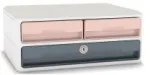 CEP Stalčių dėžė MoovUp SECURE mineral, 3 stalčiai, pudros rožinė i&scaron; polistirolo, tvarkymo ir laikymo dėžė su 2 siaurais - 1 vnt. (1090211681)