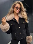 Moteri&scaron;ka juoda žieminė striukė Secret