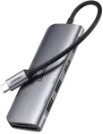 Ugreen CM195 6-in-1 adapteris USB-C į 2x USB 3.0 | HDMI | USB-C | SD | Micro SD (TF) | 100W | pilkas