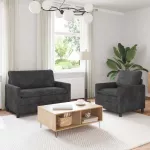 Sofa Sofos komplektas 2 vnt. Tamsiai pilka Poliesteris