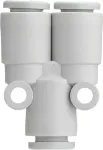 SMC PNEUMATIK jungtis, įstatomasis, Y formos, one-touch, &Oslash;8 mm polipropileno plastikas. 8 mm 8 mm Tipas: KQ2U08-00A