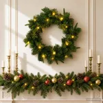Kalėdų Vainikas Žalia &Oslash; 50 cm PVC ir PE 25 LED