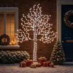 LED sieninė Kalėdų eglutė 210 cm 312 LED &Scaron;alta balta Plienas