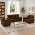 Sofa Sofos komplektas 3 vnt. Armijos Žalia Dirbtinė suedė oda