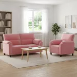 Sofa Sofos komplektas 2 vnt. Rožinė Aksomas
