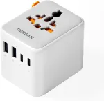 TESSAN universalus kelioninis ki&scaron;tukų adapteris su 2 USB-A ir 2 USB-C jungtimis, 2500 W TS-WTA10