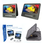 Automagnetola Dvd 2 monitoriai ant galvos atlo&scaron;ų usb sd krep&scaron;ys įmontuotas akumuliatorius