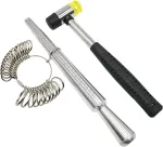 Niupika metalinis žiedų dydžių matuoklis su juvelyro guminiu plaktuku žiedų dydžiui matuoti nuo 11.95 iki 21.89 mm, plieno įrankis papuo&scaron;alų gamybai ir taisymui, be akmens