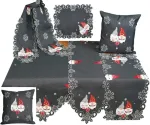 Raebel Ohg Stalo takelis, stalo užtiesalas, pagalvėlės užvalkalas, kalėdinis pilkas antracito spalvos, siuvinėtas su Secret Santa (40 x 140 cm)