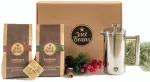 Kavamalė Kavos dovanų rinkinys french press small - dovanos kavos mėgėjams - kavos virimo aparatas french press ir dvi i&scaron;skirtinės kavos rū&scaron;ys - kavos dovana - kavos dovanos idėja kava - malta kava