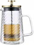 Virdulys Auksinis stiklinis kavos ir arbatos plikiklis 0,6 litro French Press Klausberg 7766