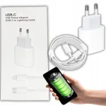 Greitas tinklo įkroviklis iphone 20w usb-c 12 13 14 + lightning kabelis 1m