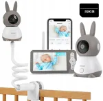 Boifun 2k elektroninė auklė kamera wifi monitorius 5'' lcd & 32gb pasukamas laikiklis