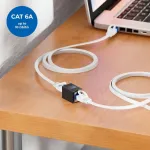 Deleycon 1 x Rj45 jungtis (10 Gbps) Lan kabelio ilgiklis tinklo kabelio ethernet adapterio jungtis suderinama su Cat8, Cat7, Cat6, Cat5 patch kabeliu Lan Dsl Poe 2x Rj45 lizdas - juoda
