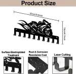 Mayjoydiy metalinis motociklo pakabos kabliukas 40 x 25 cm degantis i&scaron;metimas lenktyninio automobilio sieninis raktų stovas 10 kabliukų juodas meno raktų laikiklis paltams, kepurėms, rank&scaron;luosčiams, krep&scaron;iams kabinti
