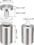 Sourcing map Pakuotė 8 varžtų sieninio laikiklio akrilo stiklo vinys 1 colio skersmens x 2 coliai (25 x 52 mm)