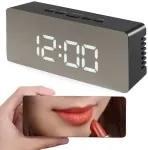 Veidrodinis LCD žadintuvas su termometru ir naktine lempute