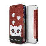 Dėklas Apple iPhone X / XS Karl Lagerfeld Book Valentine raudonos spalvos